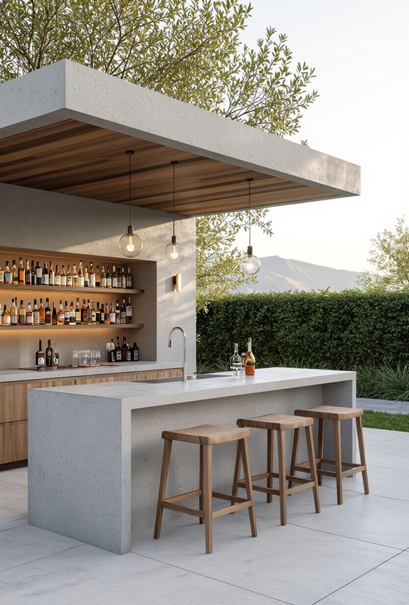 concrete bar with pergola