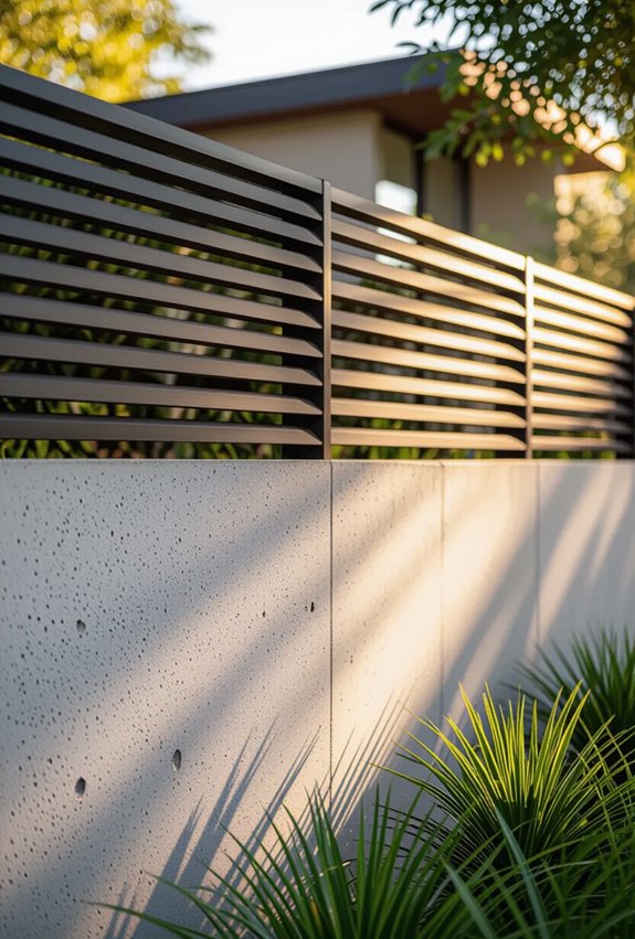 concrete base with metal slats