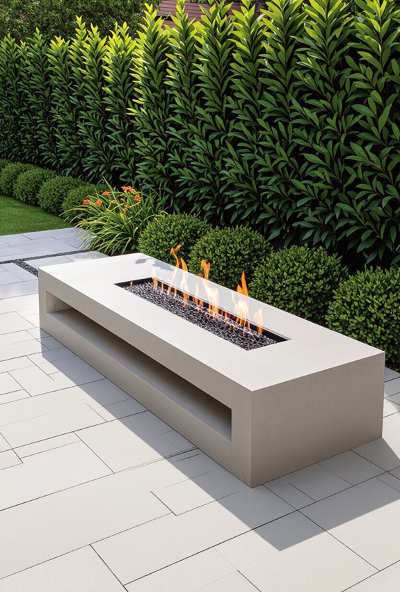 concrete bench with fireplace