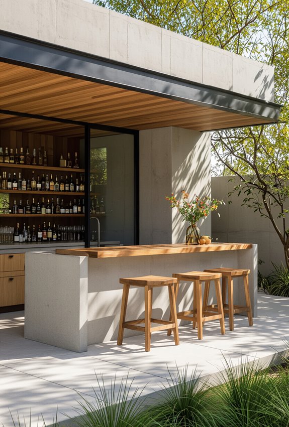 concrete counters timber base warmth