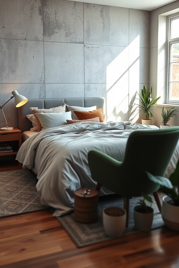 concrete enhances eclectic design