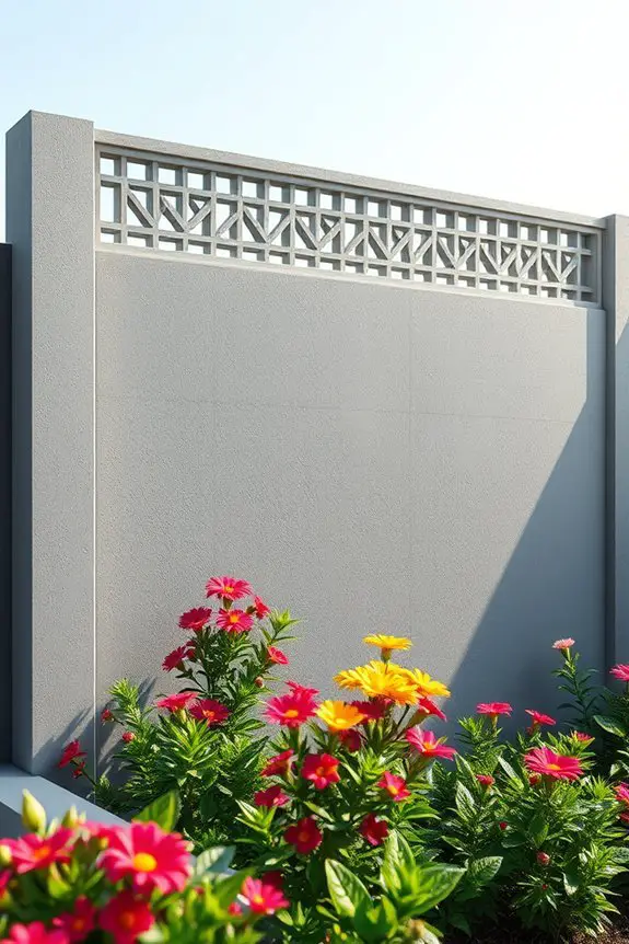 concrete fences with lattice