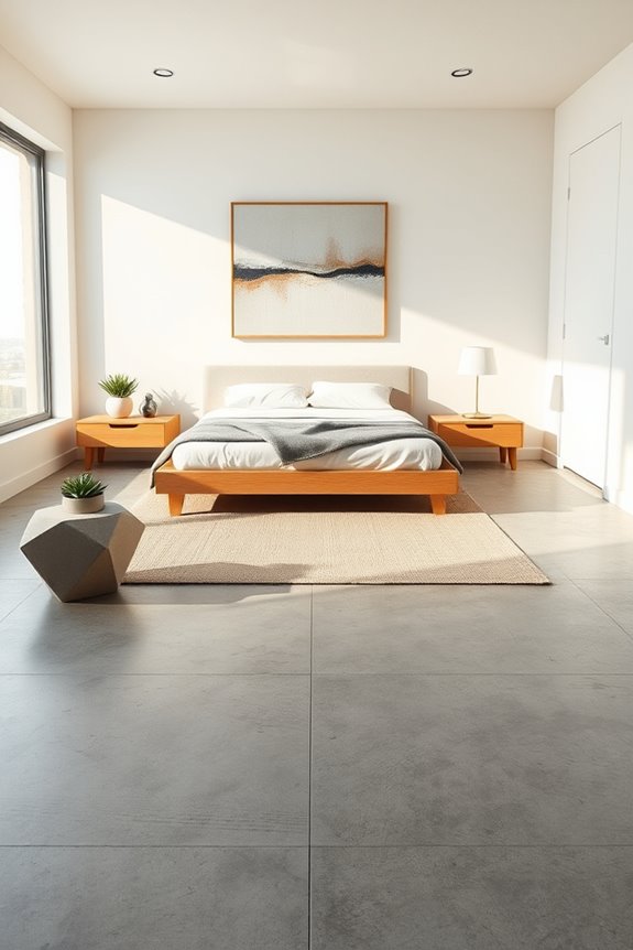 concrete minimalist bedroom design