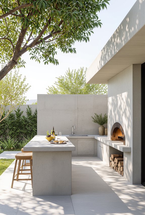 concrete pizza prep serving