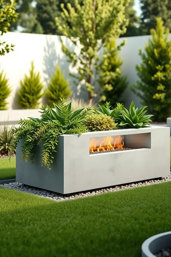 concrete planter fire pit
