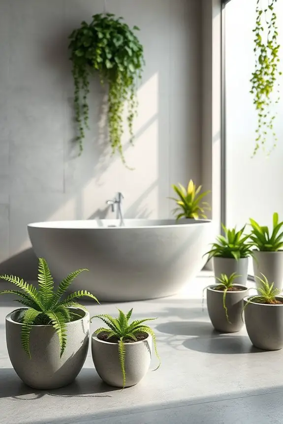 concrete planters enhance greenery