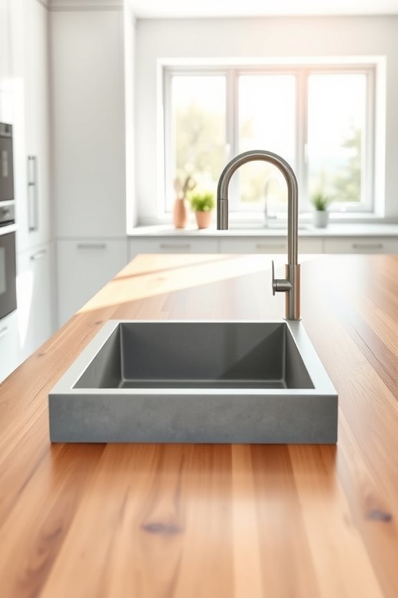 concrete sink wooden warmth