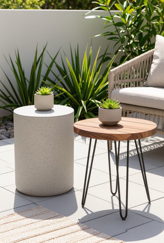 concrete tops wooden bases