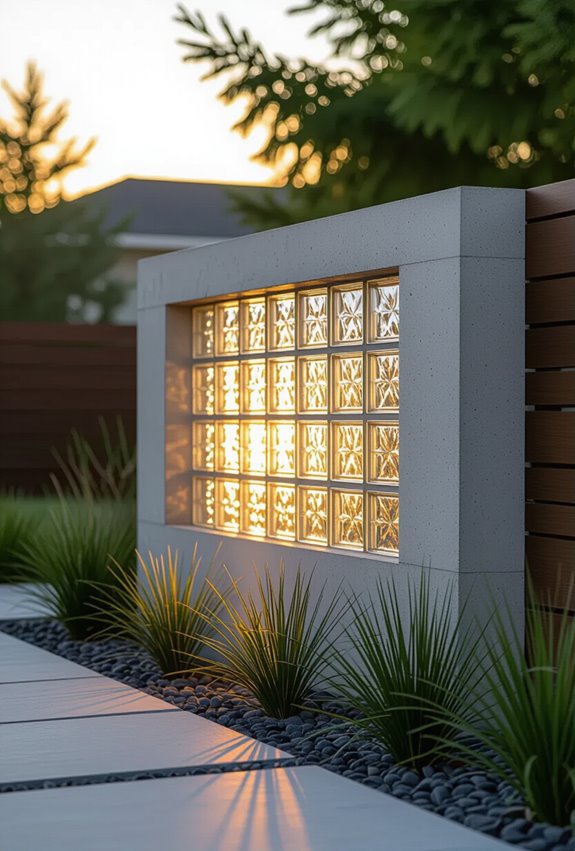 concrete walls with glass blocks