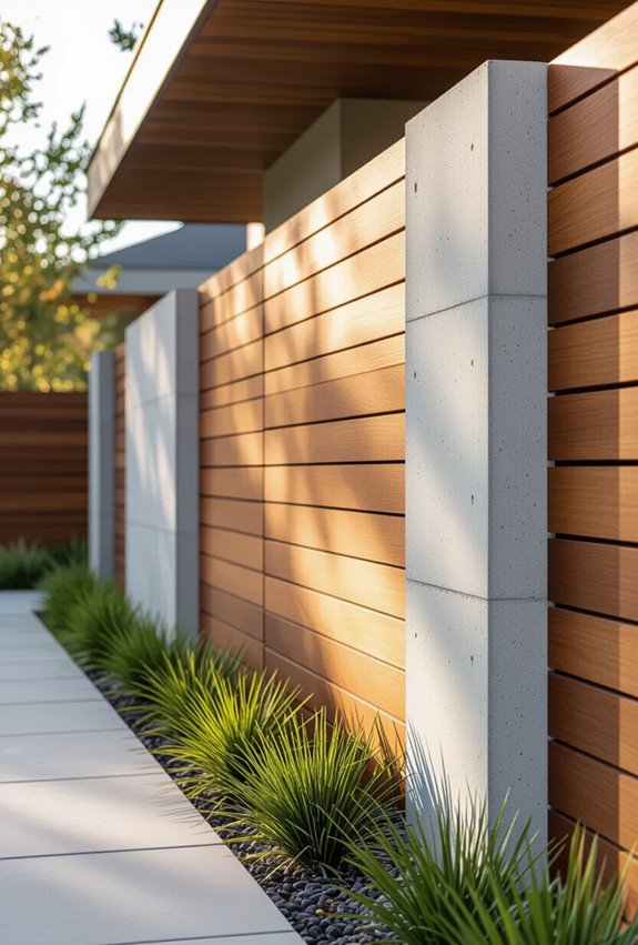 concrete walls with wood inserts