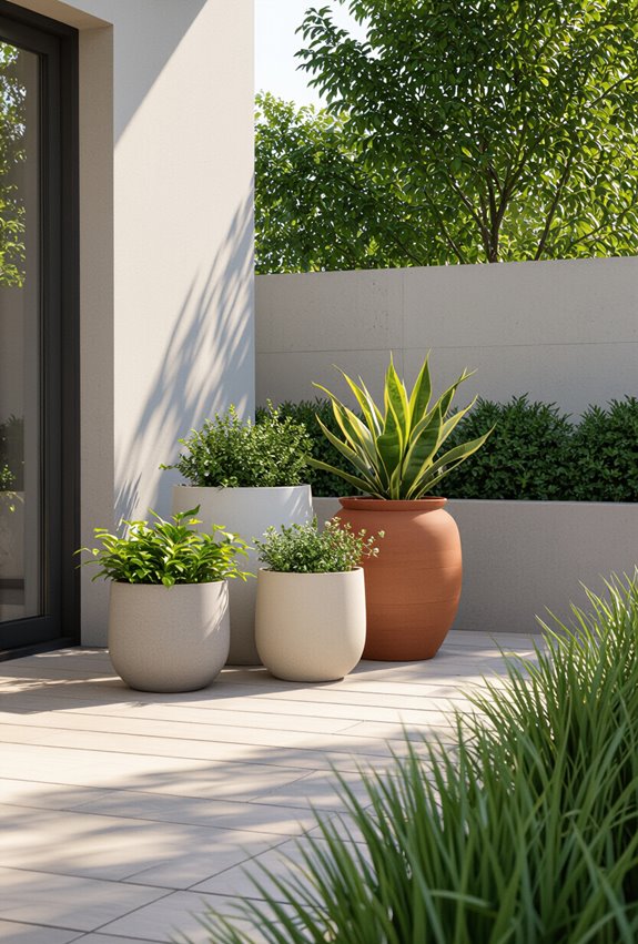 container driven seasonal grouped greenery