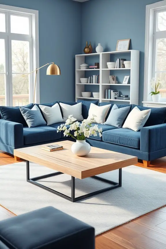 contemporary blue living room