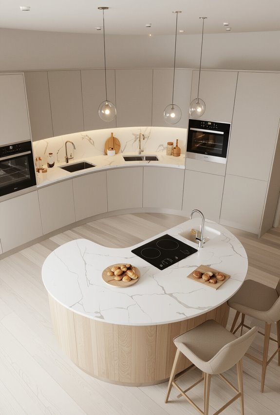 continuous curved kitchen worktriangle