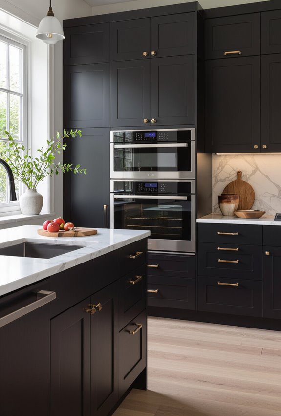 contrasting finishes for dark cabinetry