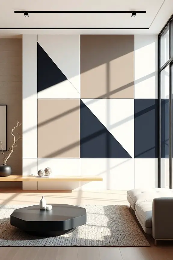 contrasting geometric wall designs