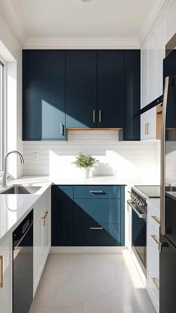 contrasting two tone cabinet designs