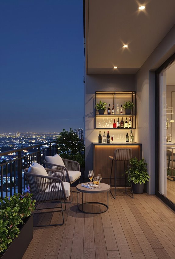 convertible balcony workspace to bar