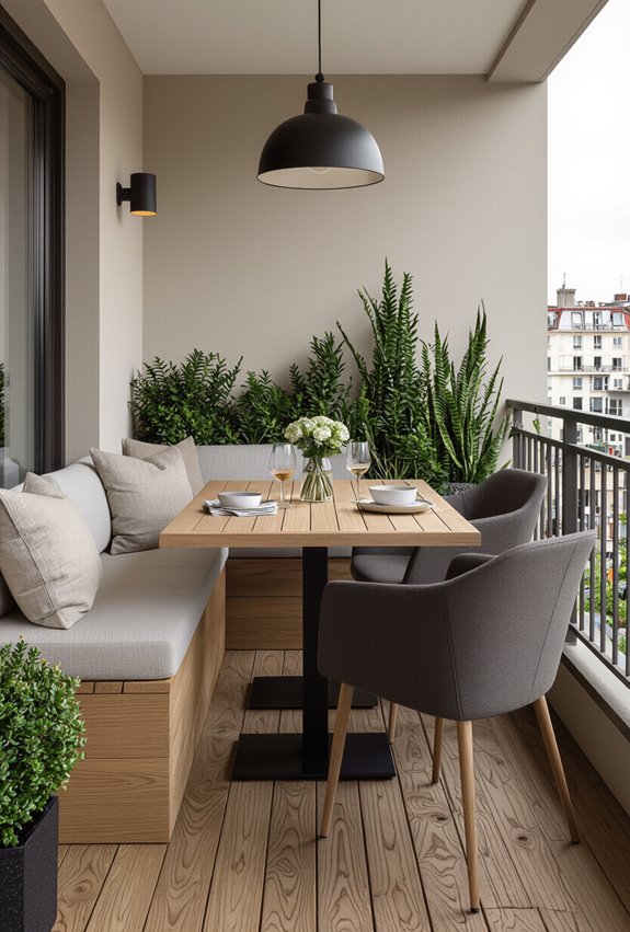 convertible bench with narrow table