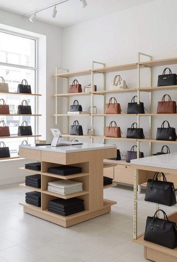 convertible shelving becomes checkout counter