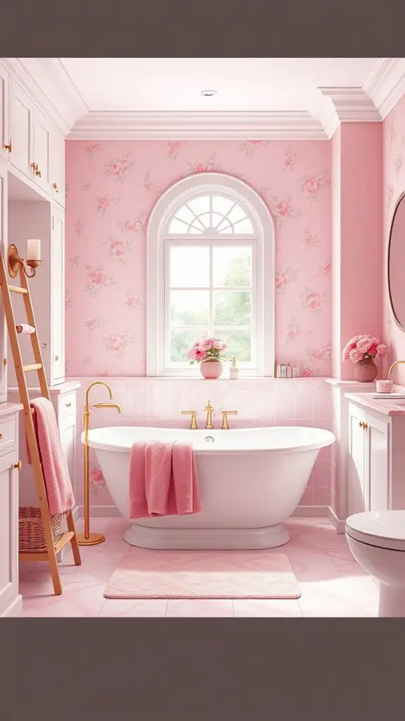 coordinated pink bath linens