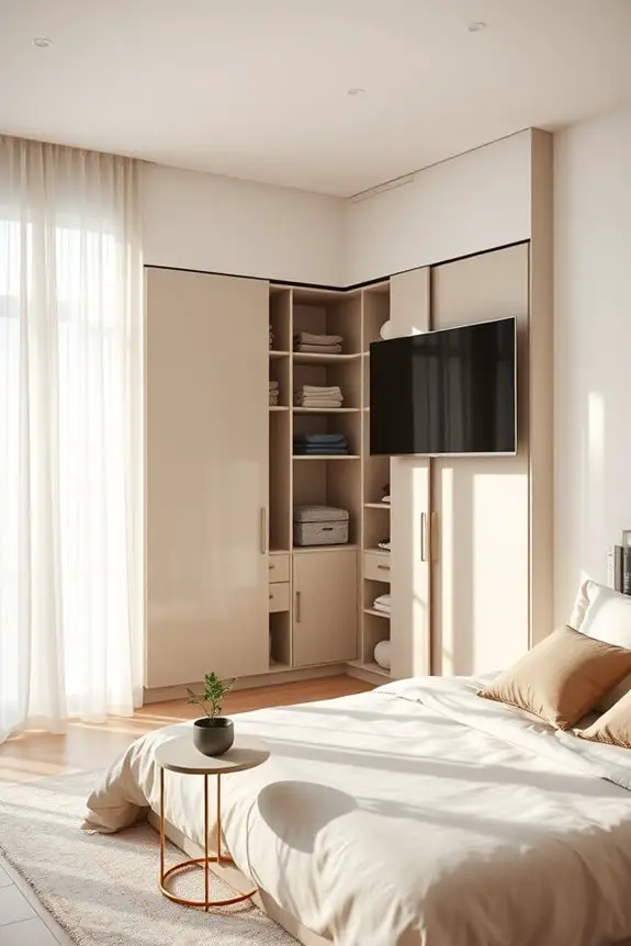 corner closet with tv