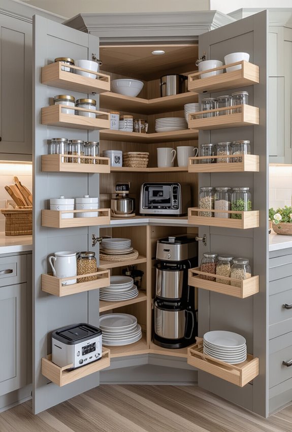 corner flip out appliance shelves