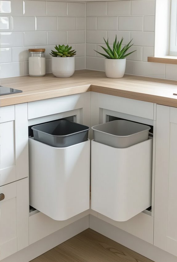 corner mounted slim waste solution