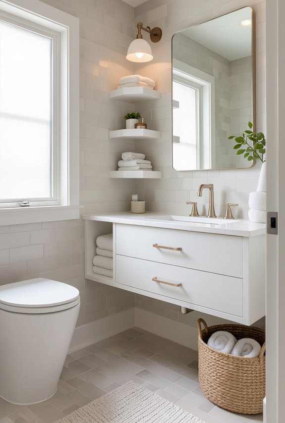 corner mounted spa like storage