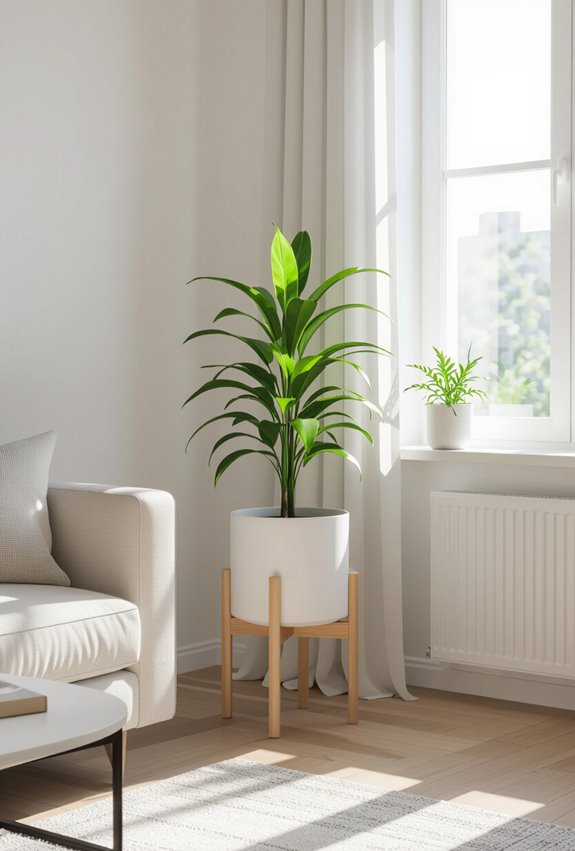 corner plant table for vignettes