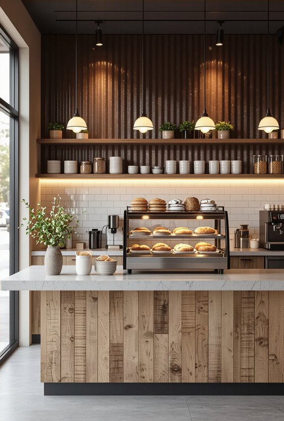 corrugated metal with warm lighting