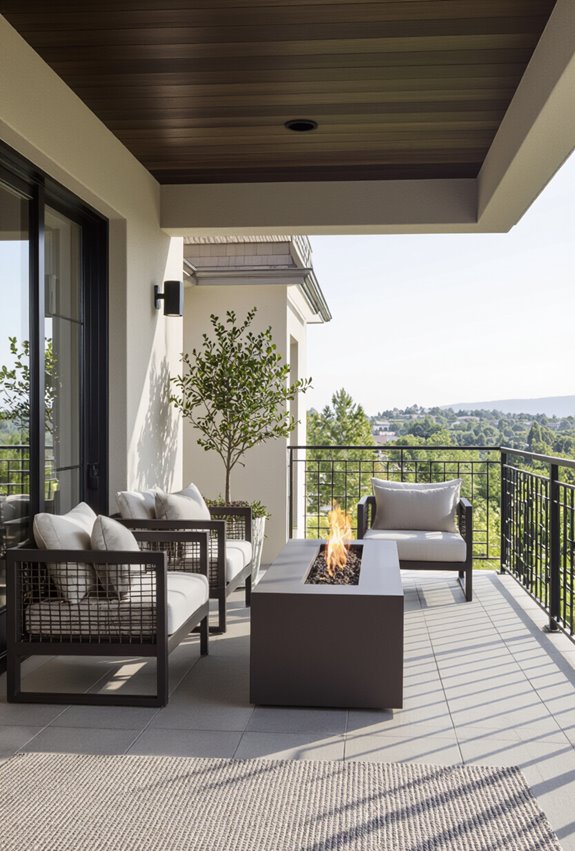 covered balcony vented gas firepit