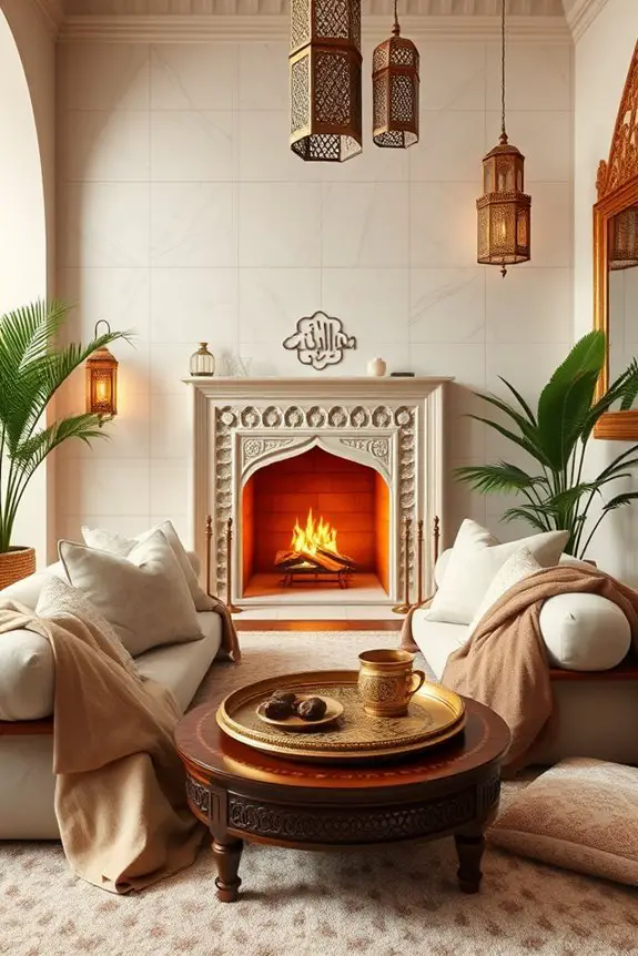 cozy arabian fireplace nook