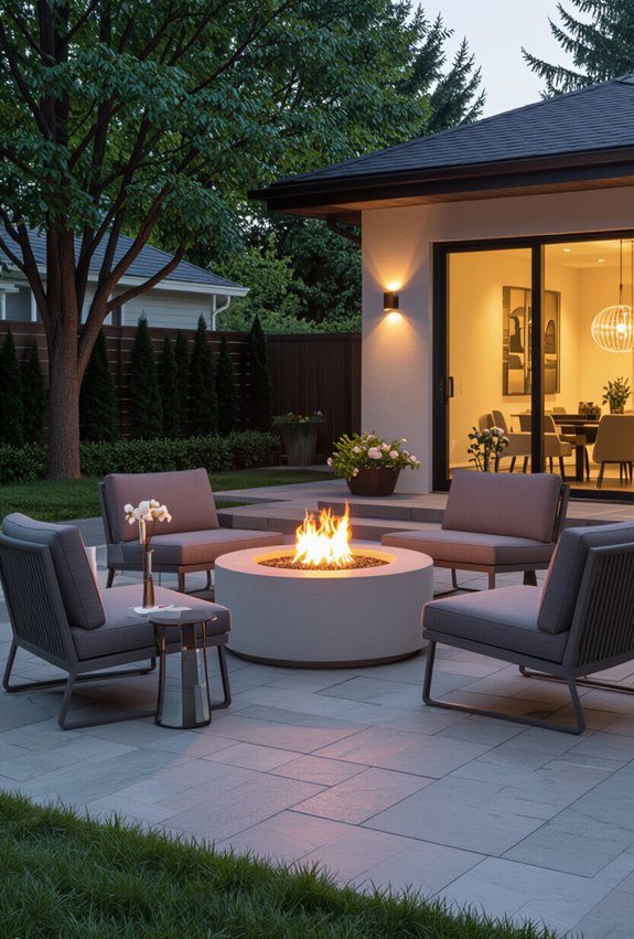 cozy backyard fire pit lounge
