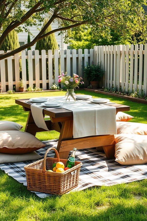 cozy backyard picnic setup