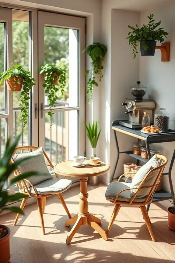 cozy balcony caf setup