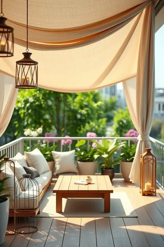 cozy balcony fabric canopy