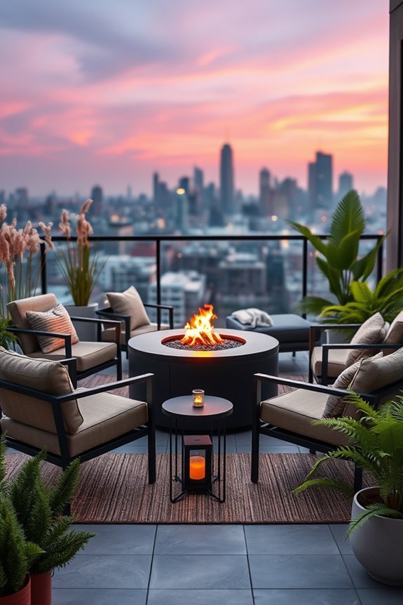 cozy balcony fire pit