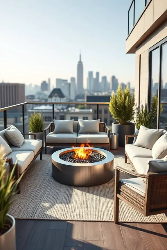 cozy balcony fire pit