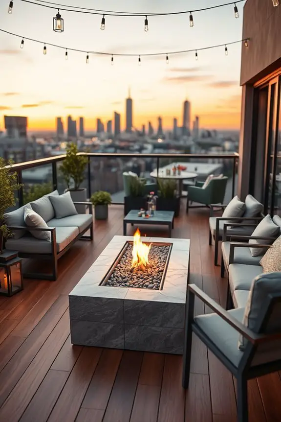 cozy balcony fire pit setup