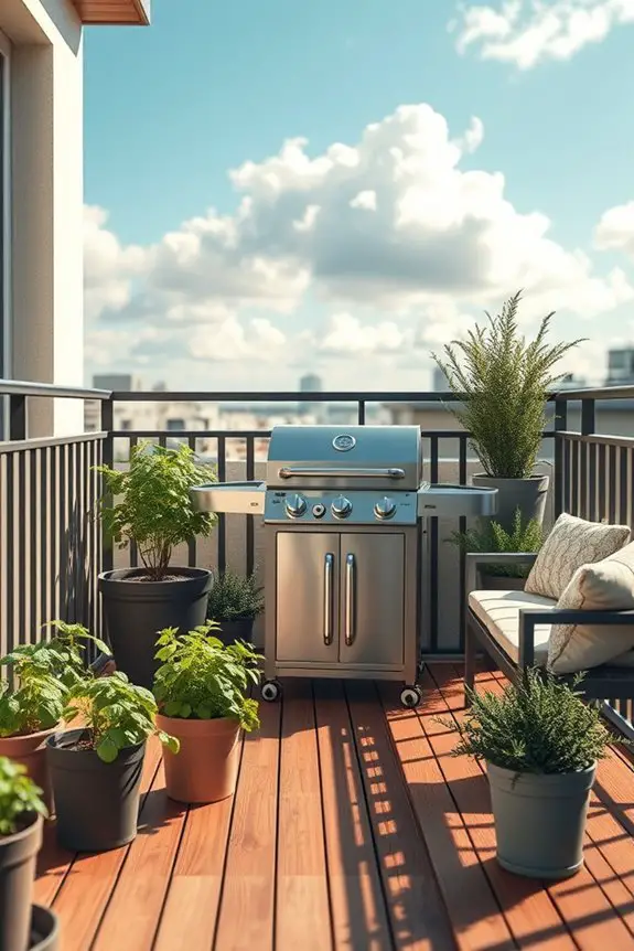cozy balcony grilling space