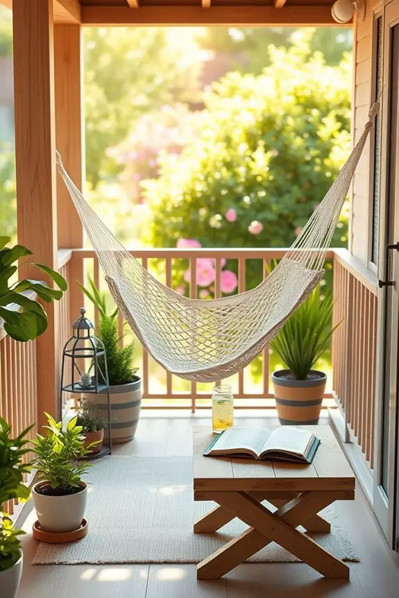 cozy balcony hammock retreat