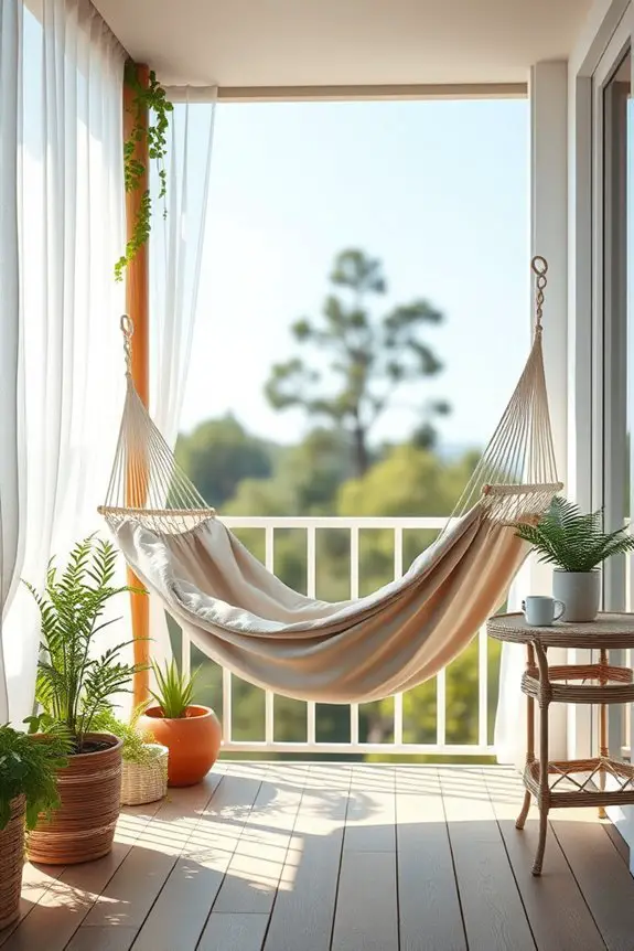 cozy balcony hammock retreat