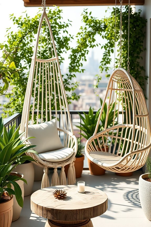 cozy balcony hanging chairs