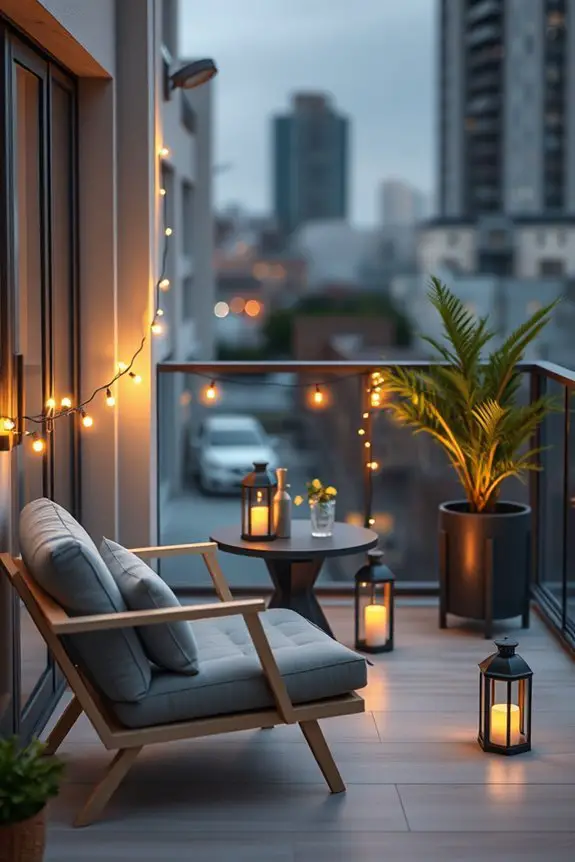 cozy balcony mood lighting
