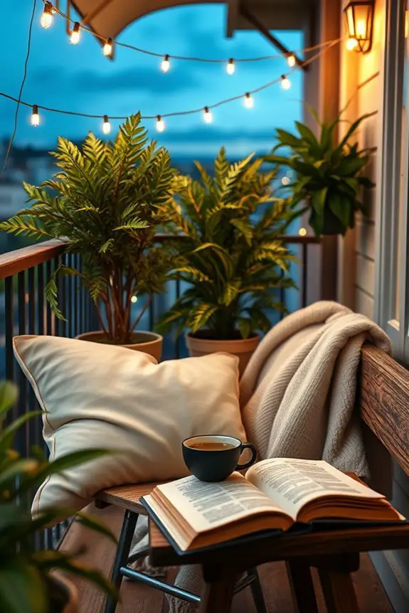 cozy balcony reading nook