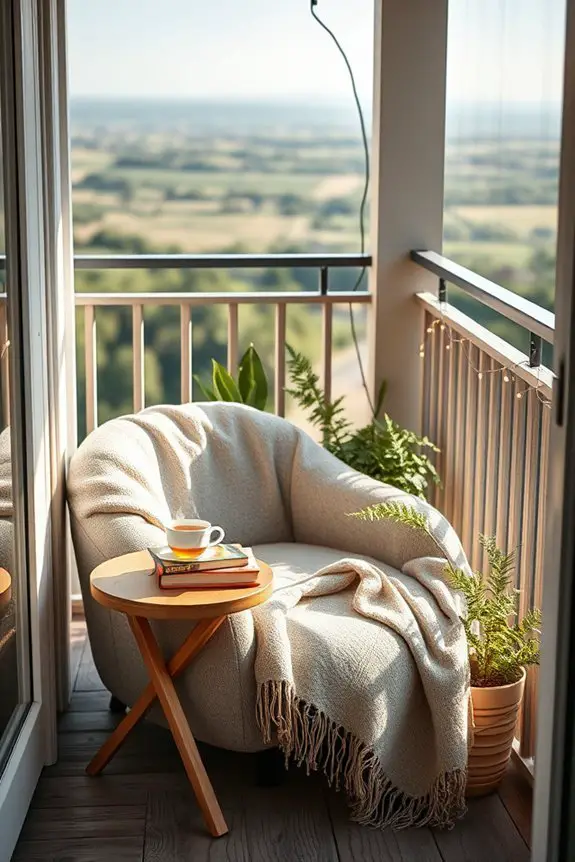 cozy balcony reading nook
