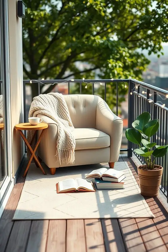 cozy balcony reading nook