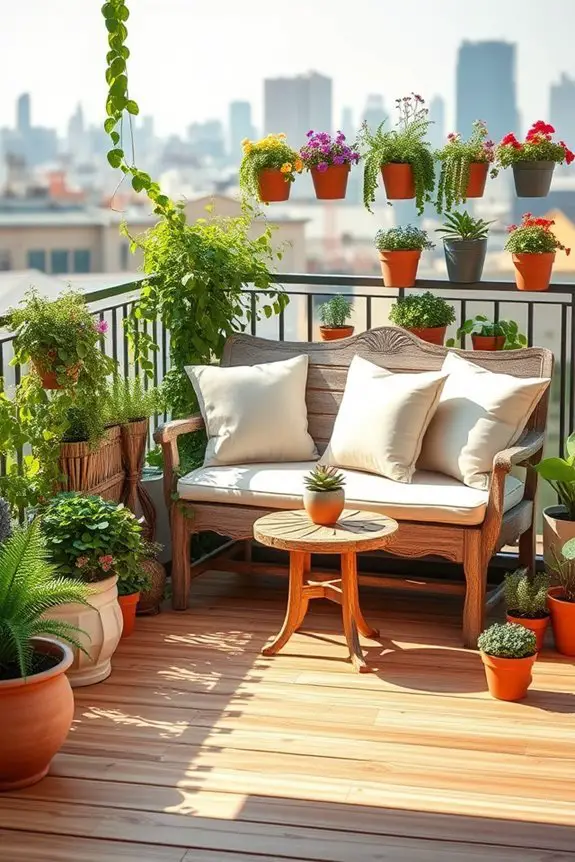 cozy balcony seating setup