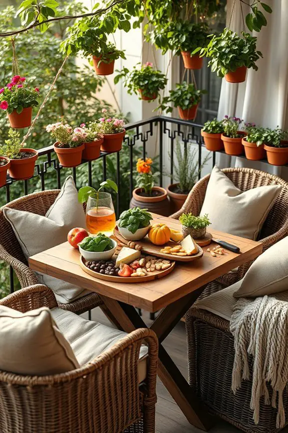 cozy balcony snack station