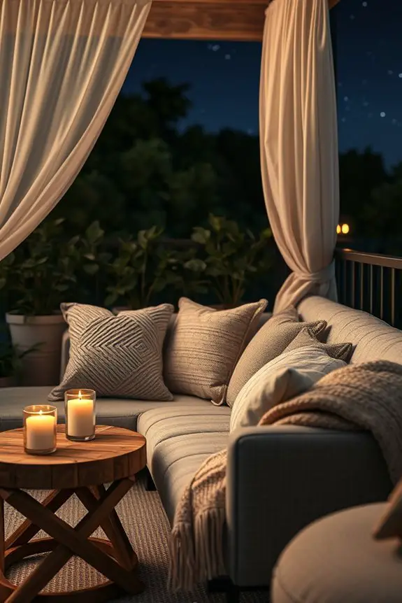 cozy balcony textile layering